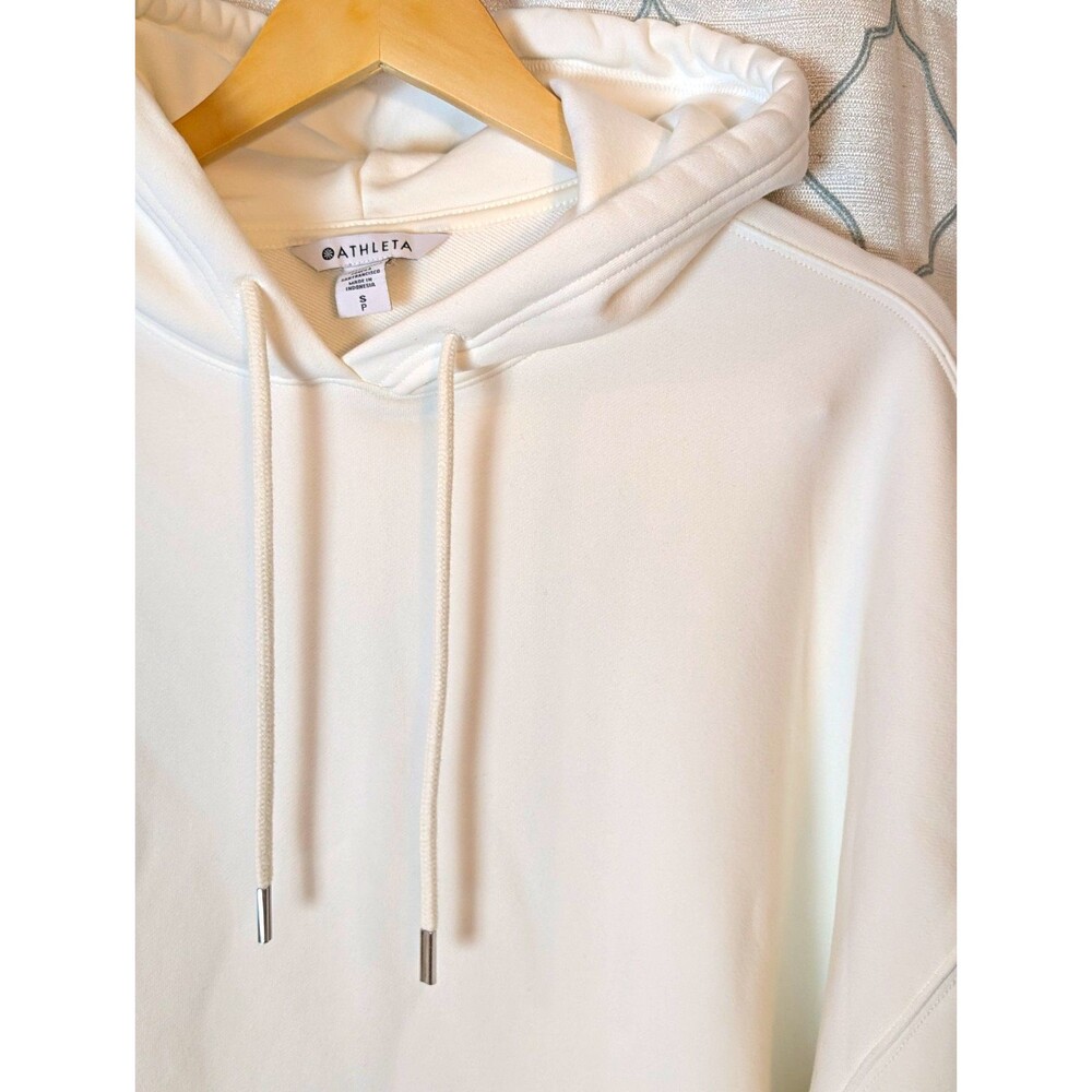 Athleta White Oversized Pullover Hoodie Size Small Petite NWOT